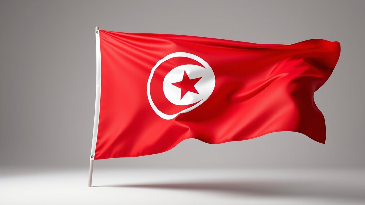 Flag of Tunisia 🇹🇳 in 3d glossy render style