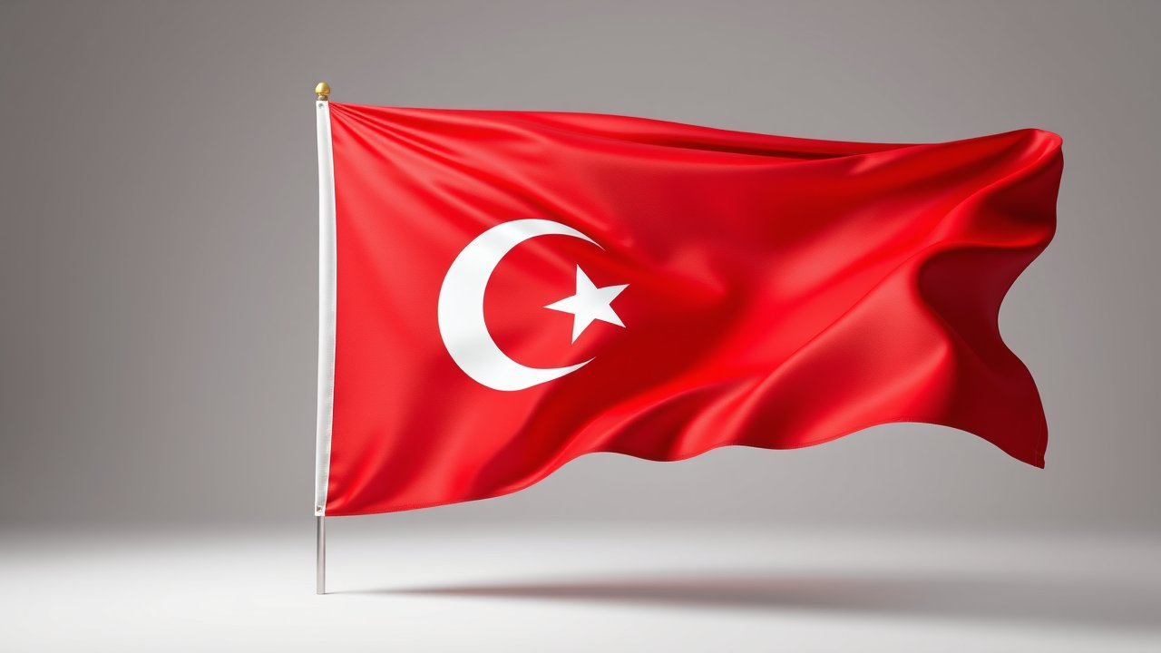 Flag of Turkey 🇹🇷 in 3d glossy render style