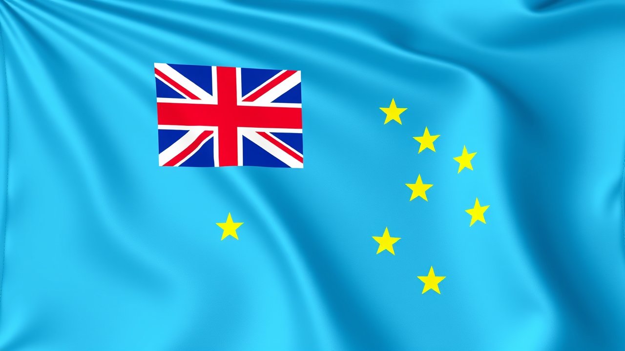 Flag of Tuvalu 🇹🇻 in 3d glossy render style