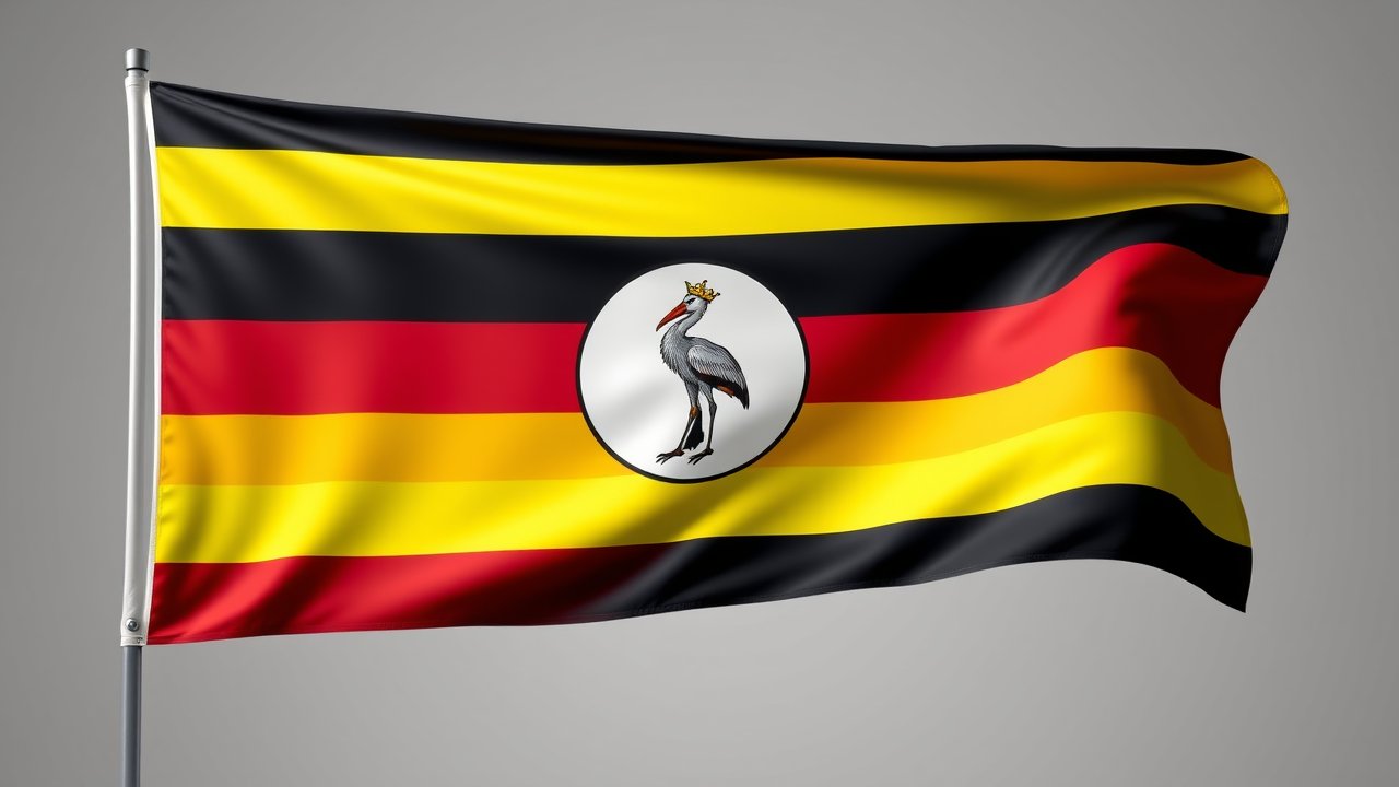 Flag of Uganda 🇺🇬 in 3d glossy render style