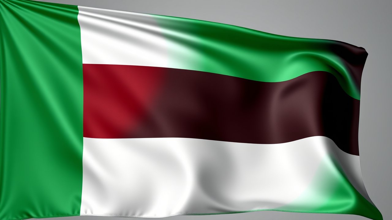 Flag of United Arab Emirates 🇦🇪 in 3d glossy render style