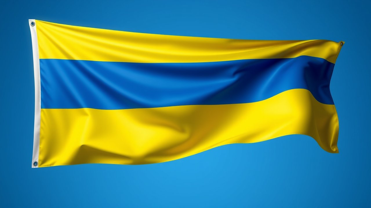 Flag of Ukraine 🇺🇦 in 3d glossy render style