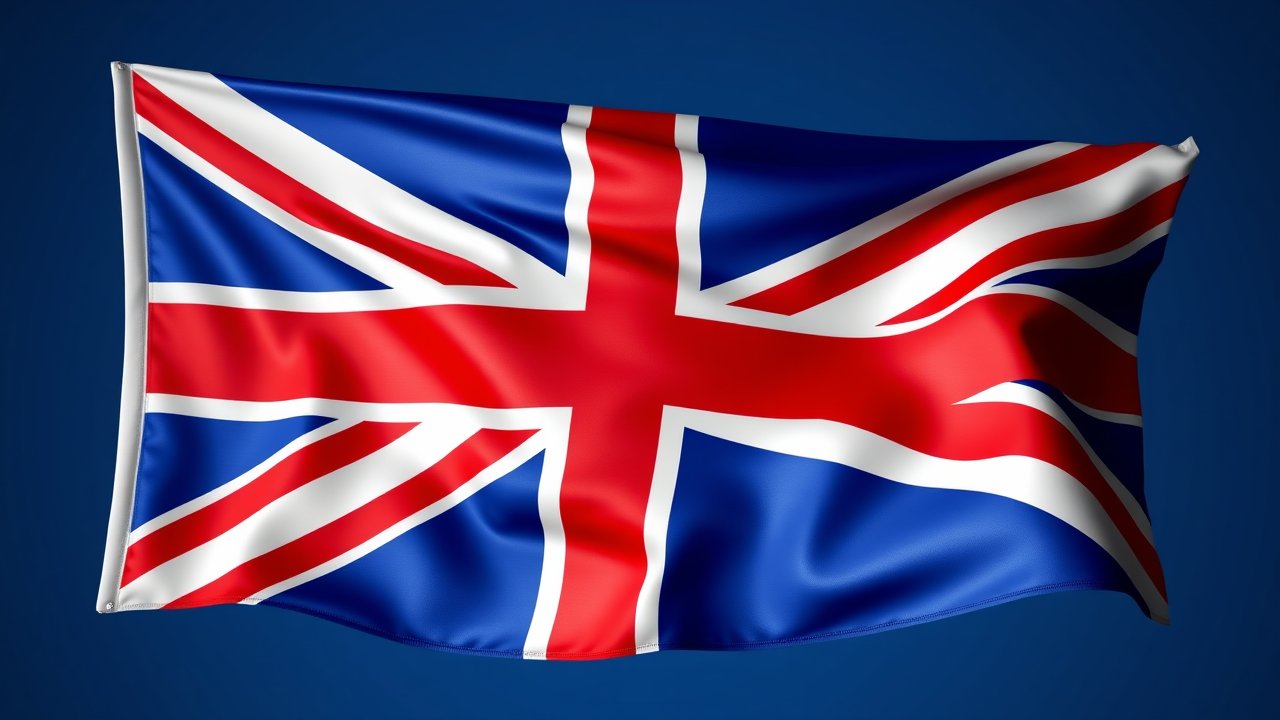 Flag of United Kingdom 🇬🇧 in 3d glossy render style