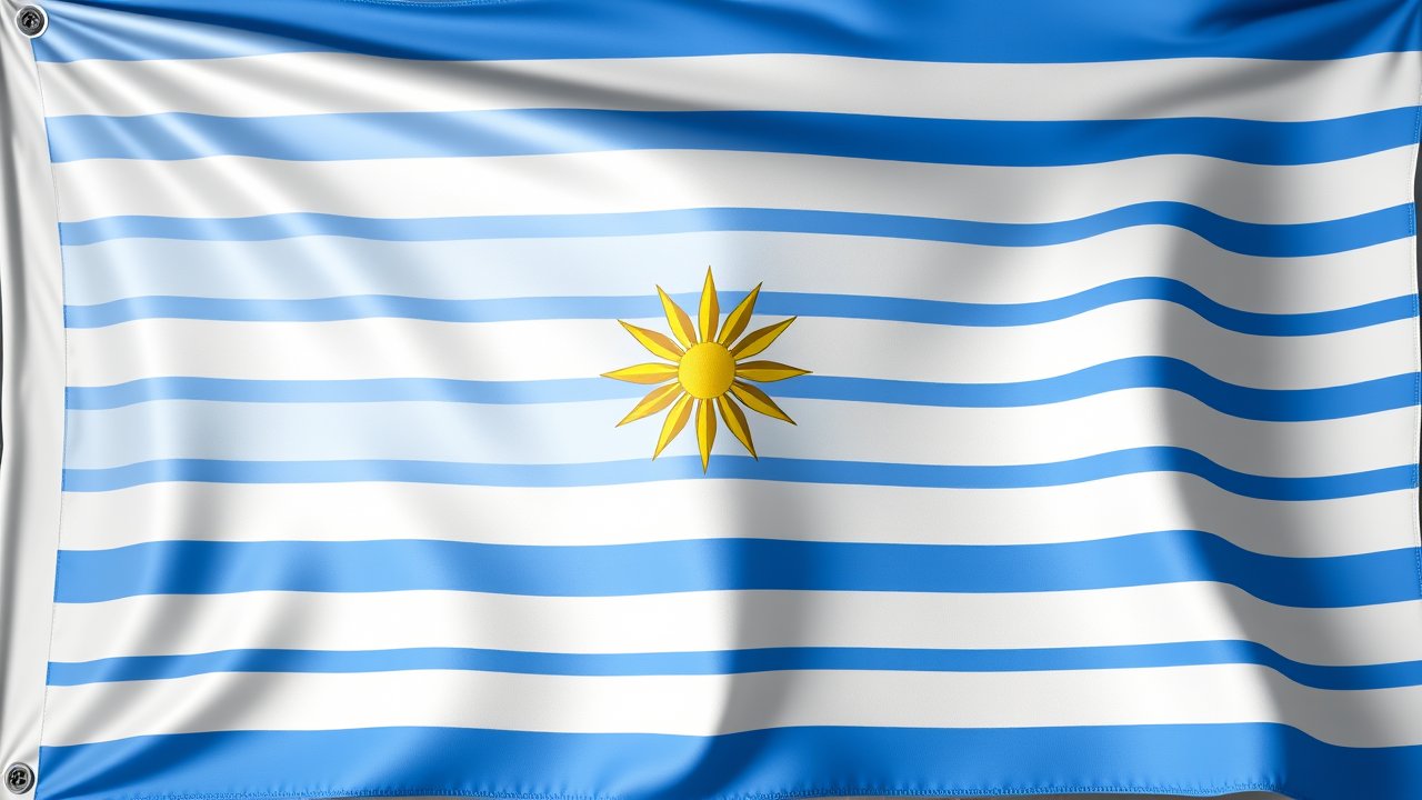 Flag of Uruguay 🇺🇾 in 3d glossy render style