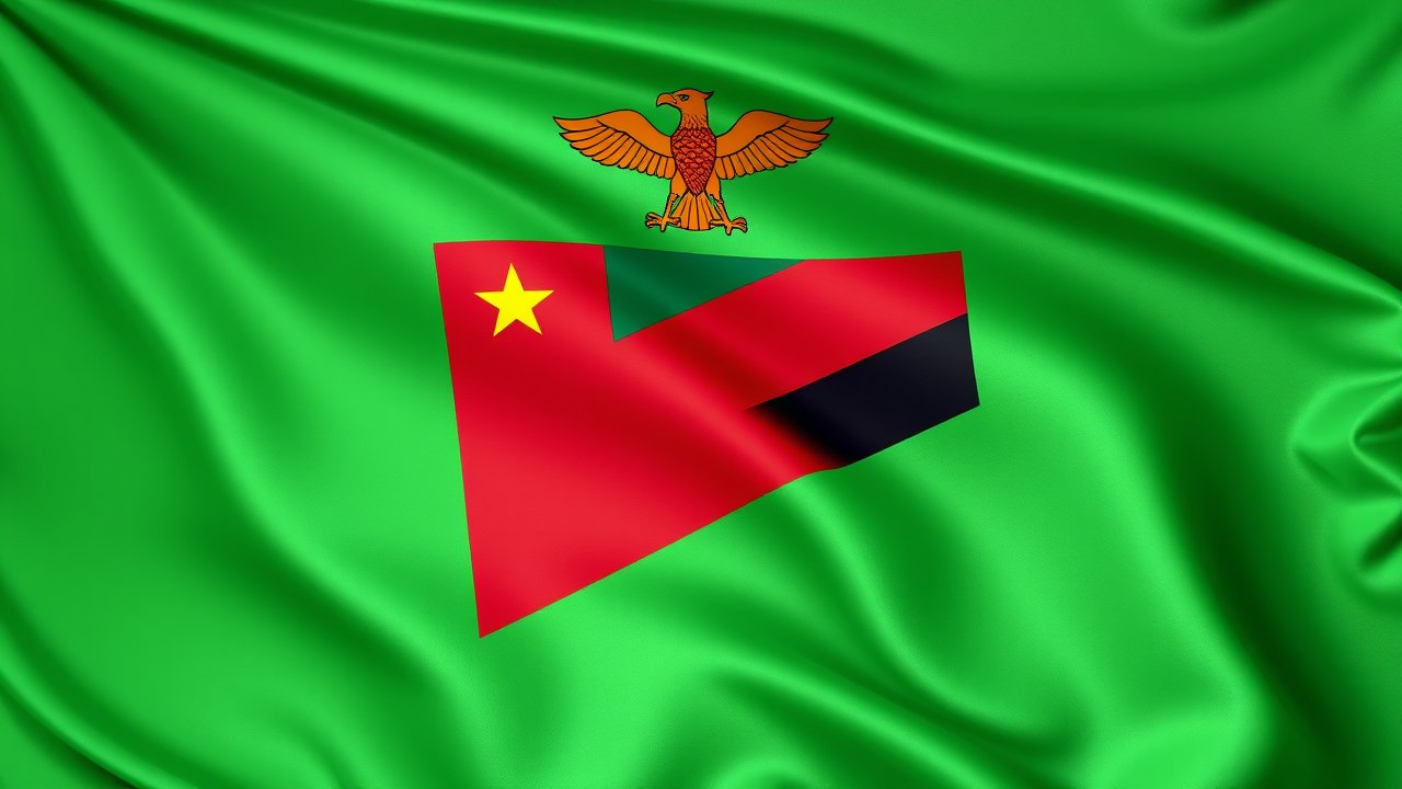 Flag of Zambia 🇿🇲 in 3d glossy render style