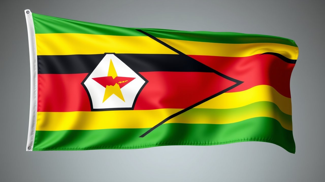 Flag of Zimbabwe 🇿🇼 in 3d glossy render style