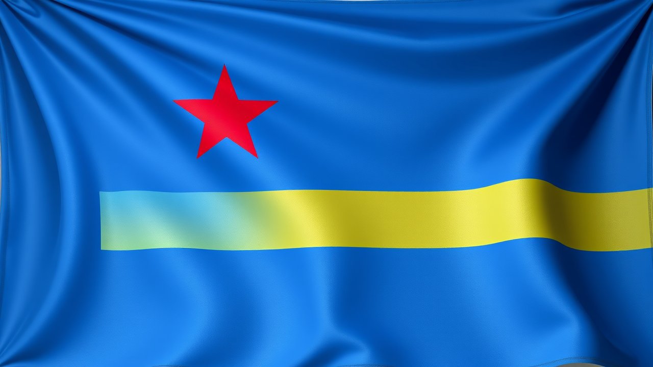 Flag of Aruba 🇦🇼 in 3d glossy render style