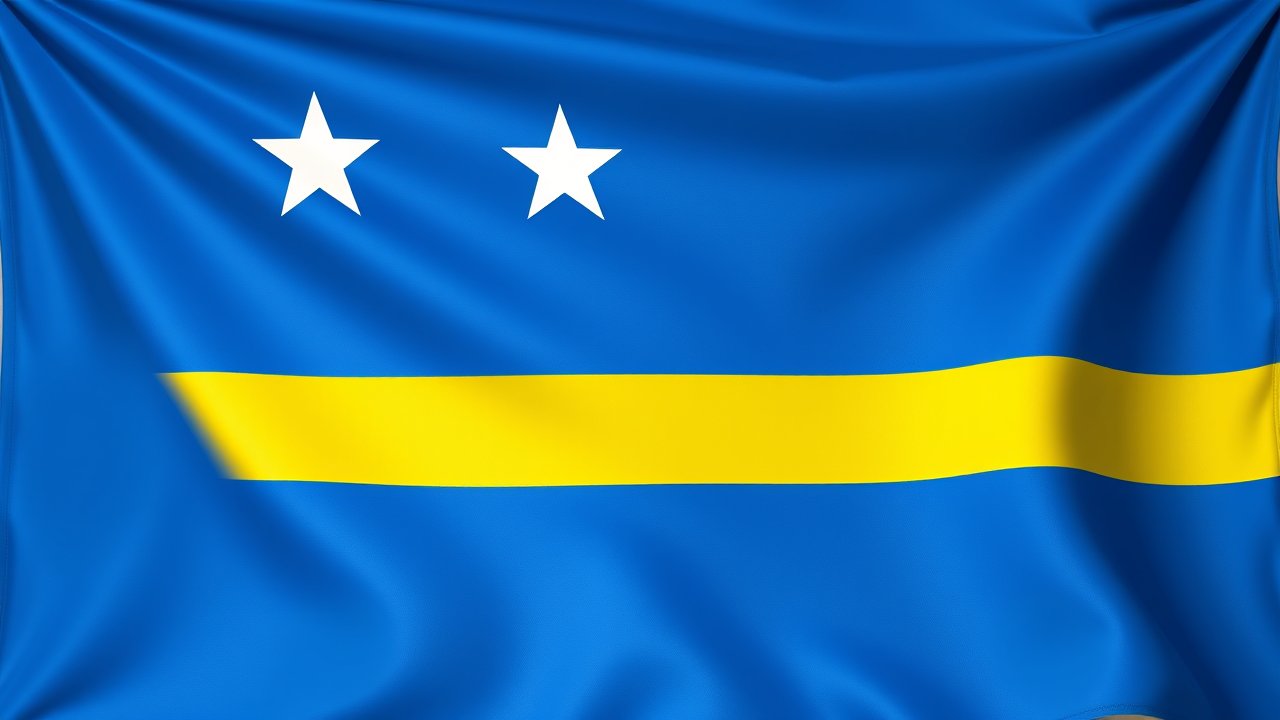 Flag of Curaçao 🇨🇼 in 3d glossy render style