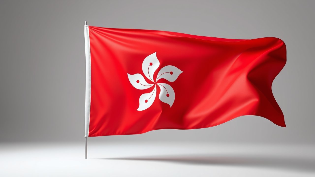 Flag of Hong Kong 🇭🇰 in 3d glossy render style