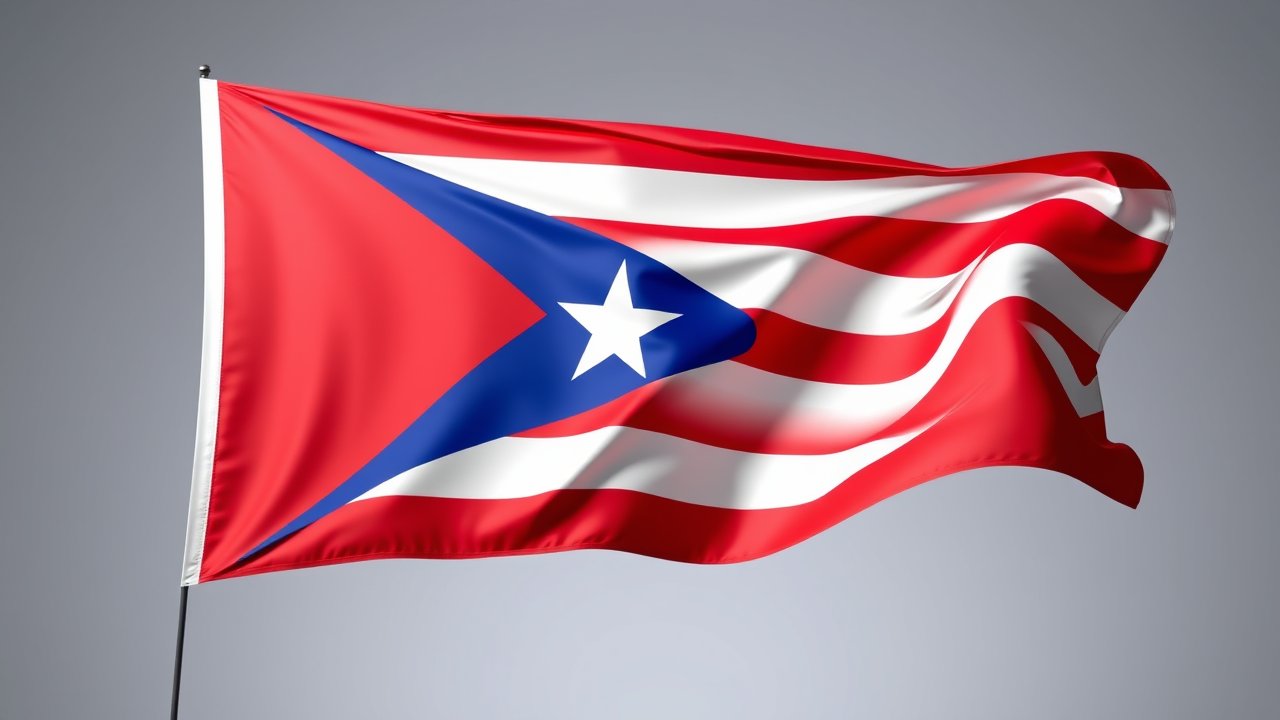 Flag of Puerto Rico 🇵🇷 in 3d glossy render style