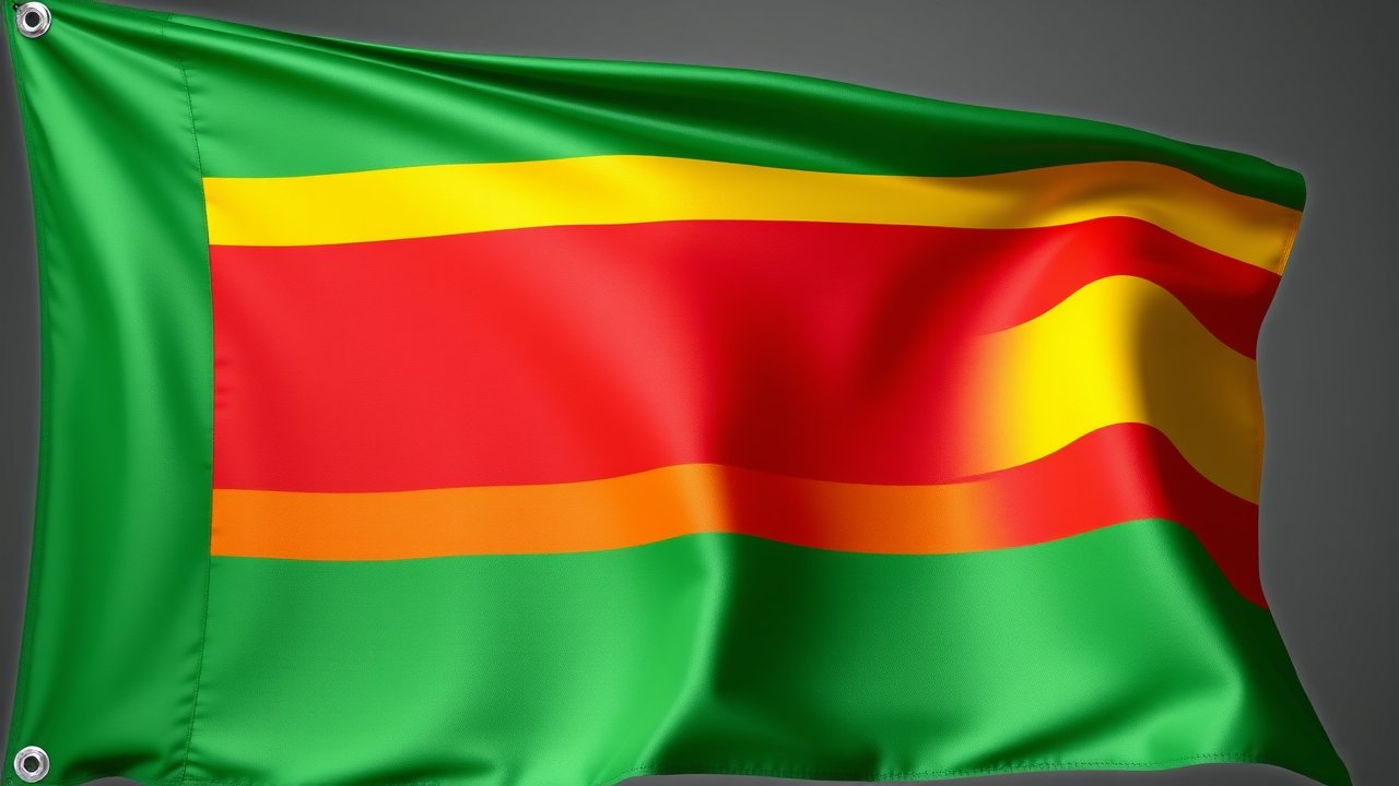 Flag of Benin 🇧🇯 in 3d glossy render style