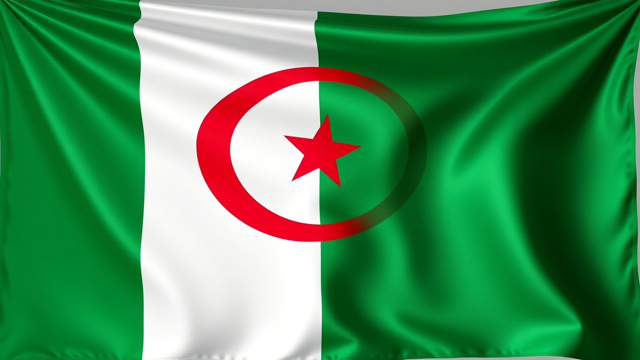 Flag of Algeria 🇩🇿 in 3d glossy render style
