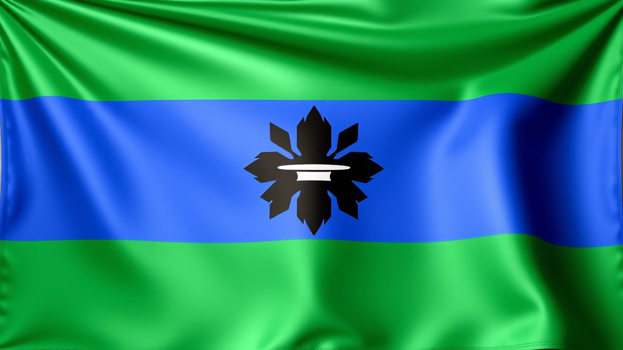 Flag of Lesotho 🇱🇸 in 3d glossy render style