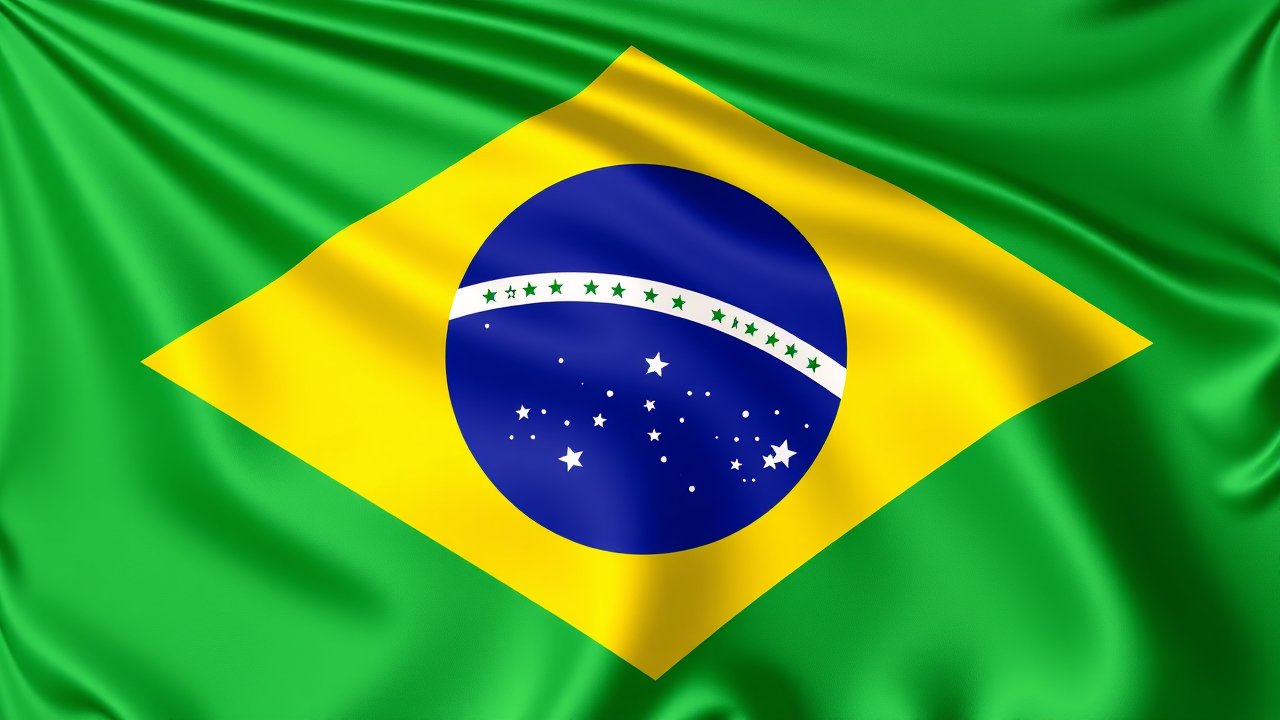 Flag of Brazil 🇧🇷 in 3d glossy render style