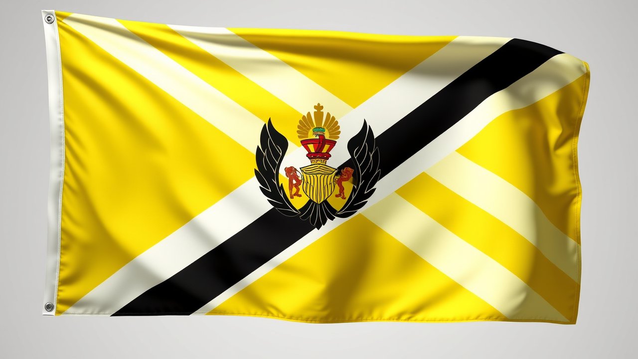 Flag of Brunei 🇧🇳 in 3d glossy render style