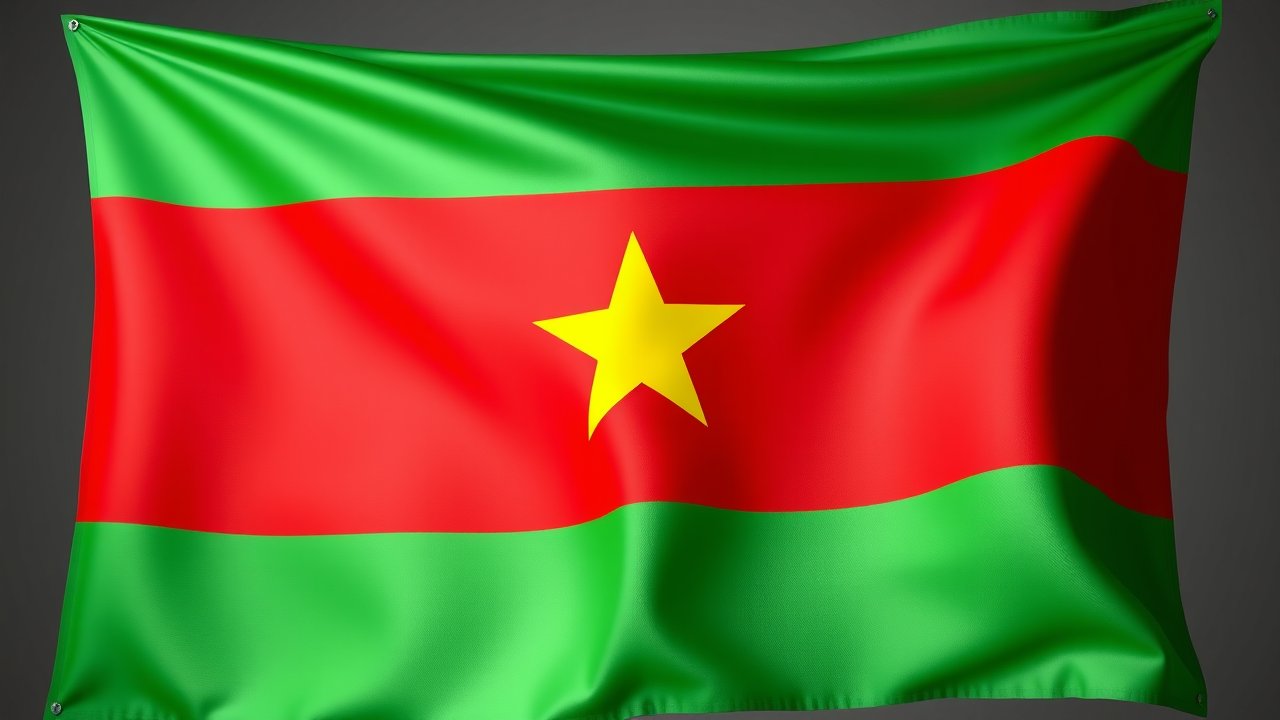 Flag of Burkina Faso 🇧🇫 in 3d glossy render style