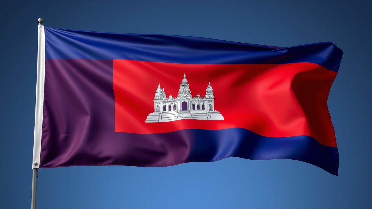 Flag of Cambodia 🇰🇠in 3d glossy render style
