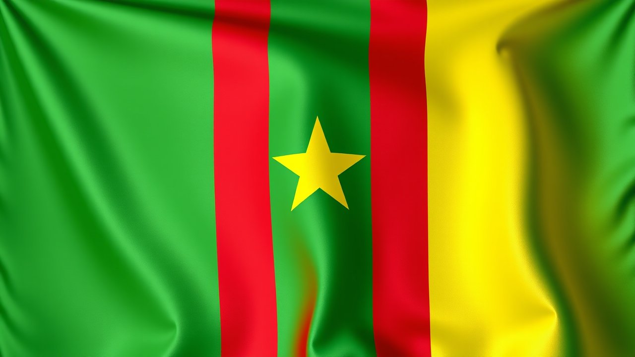 Flag of Cameroon 🇨🇲 in 3d glossy render style