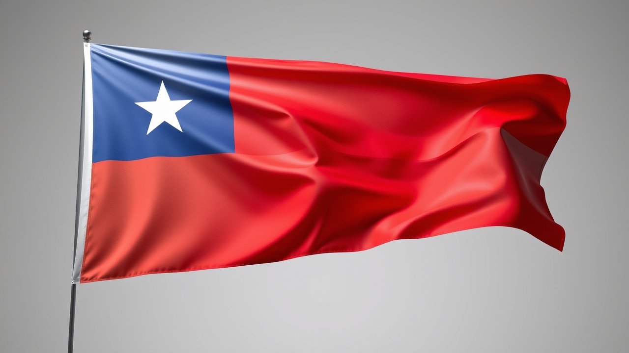Flag of Chile 🇨🇱 in 3d glossy render style