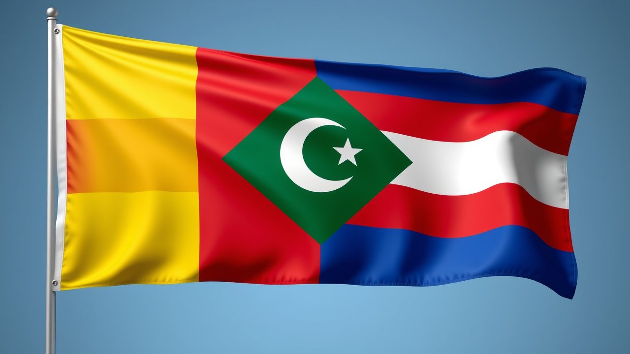 Flag of Comoros 🇰🇲 in 3d glossy render style