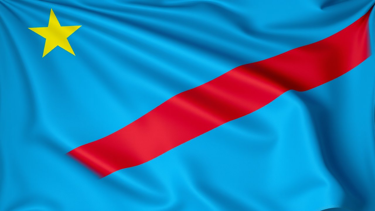 Flag of Democratic Republic of the Congo 🇨🇩 in 3d glossy render style