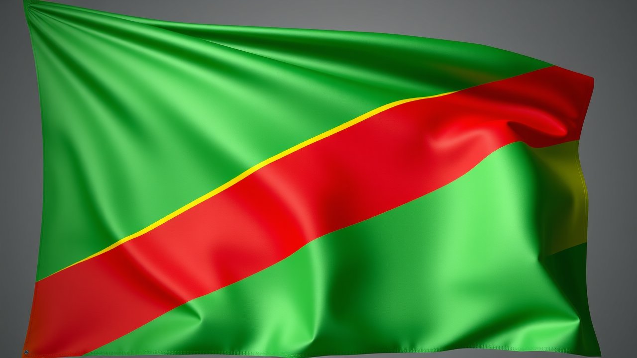 Flag of Congo 🇨🇬 in 3d glossy render style