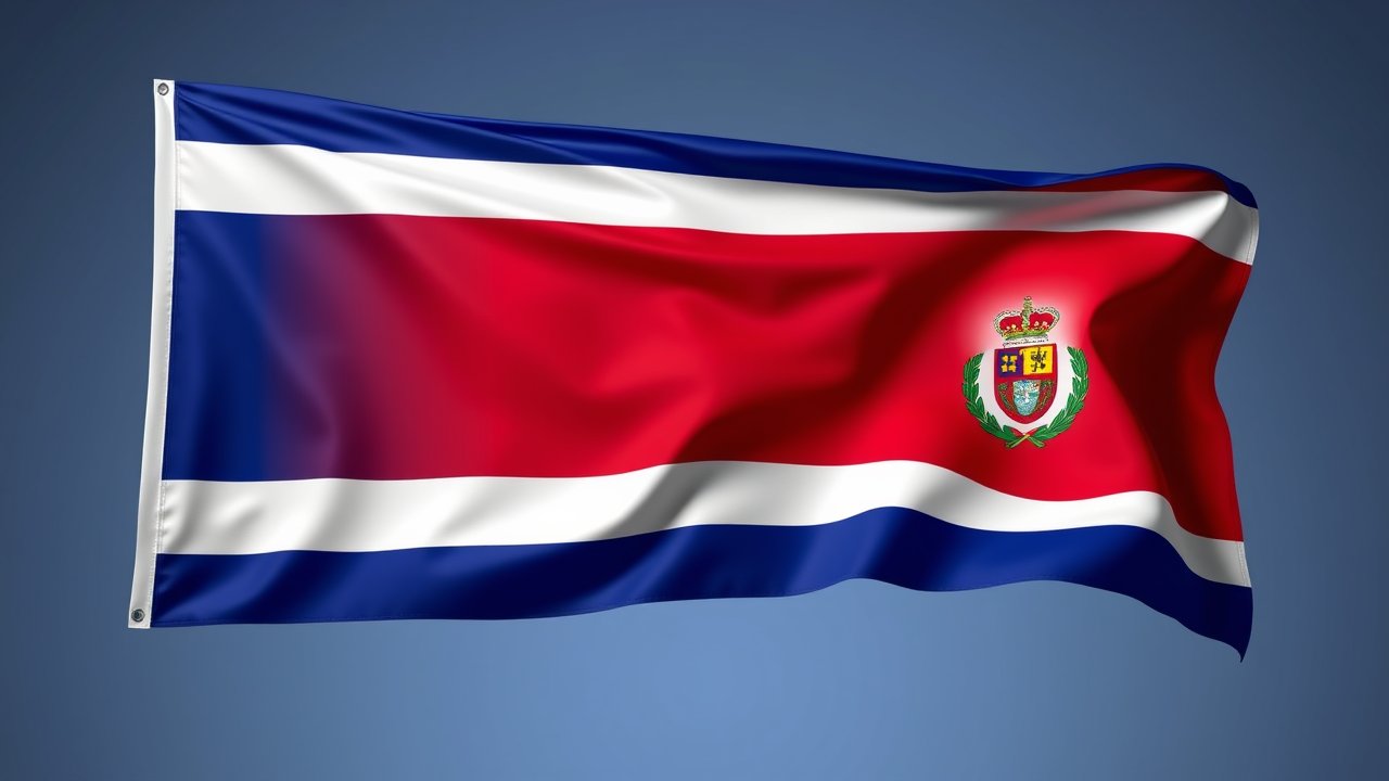 Flag of Costa Rica 🇨🇷 in 3d glossy render style