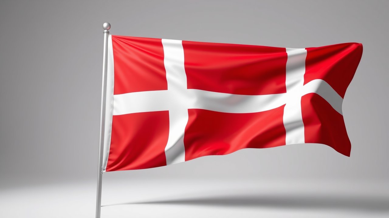 Flag of Denmark 🇩🇰 in 3d glossy render style