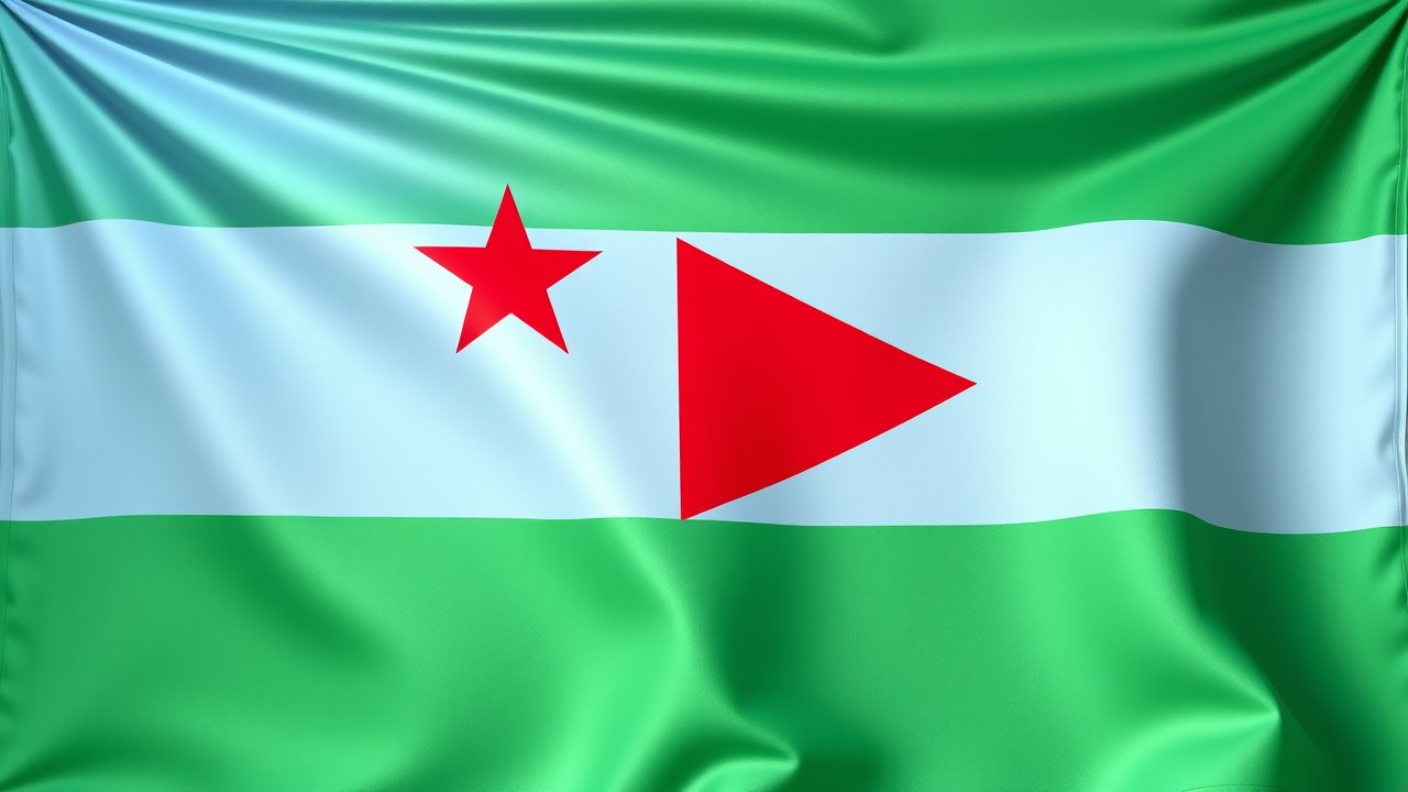 Flag of Djibouti 🇩🇯 in 3d glossy render style