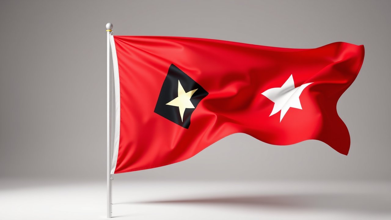 Flag of Timor Leste 🇹🇱 in 3d glossy render style