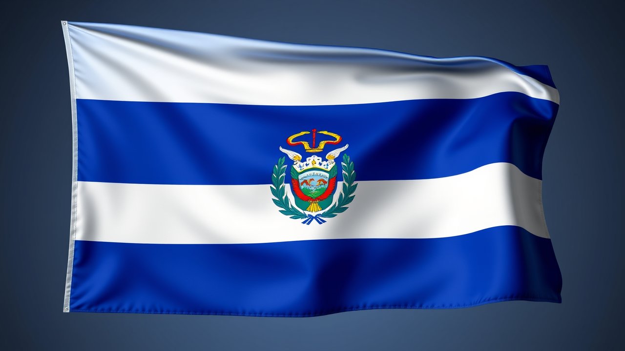 Flag of El Salvador 🇸🇻 in 3d glossy render style