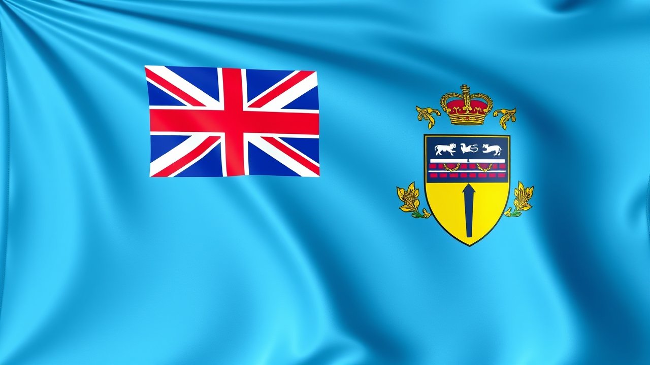 Flag of Fiji 🇫🇯 in 3d glossy render style