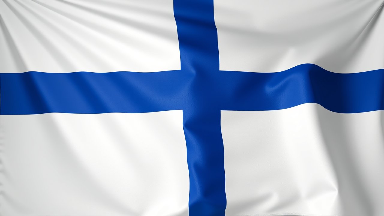 Flag of Finland 🇫🇮 in 3d glossy render style