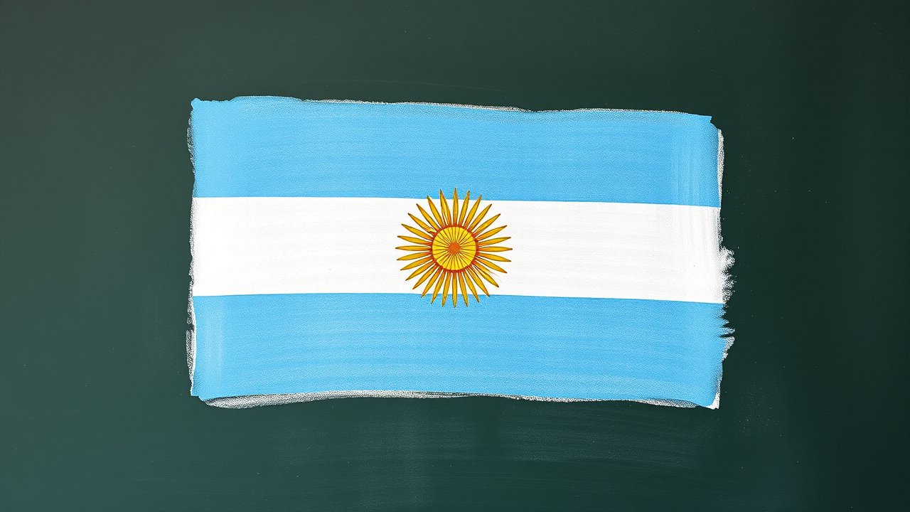 Flag of Argentina 🇦🇷 in chalk on blackboard style