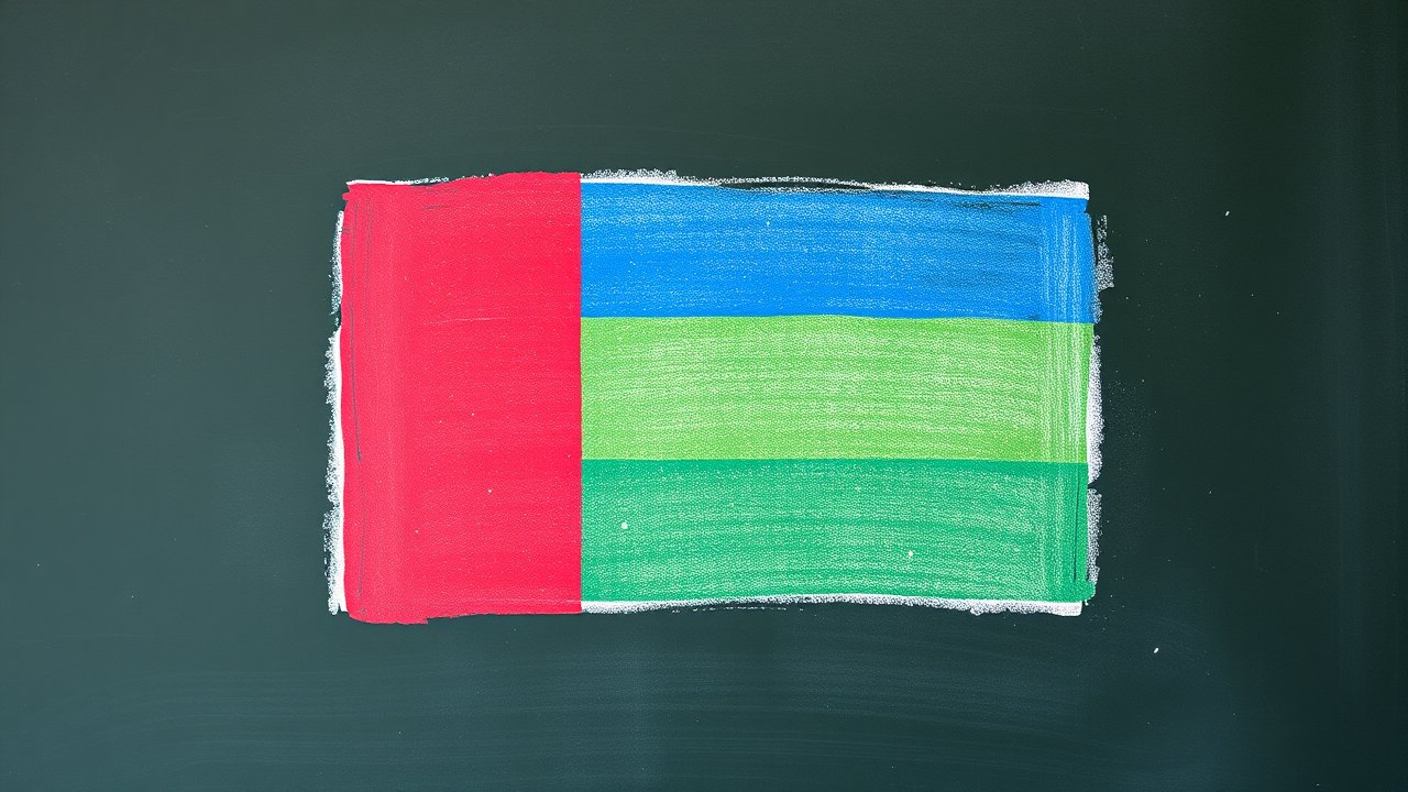 Flag of Gambia 🇬🇲 in chalk on blackboard style