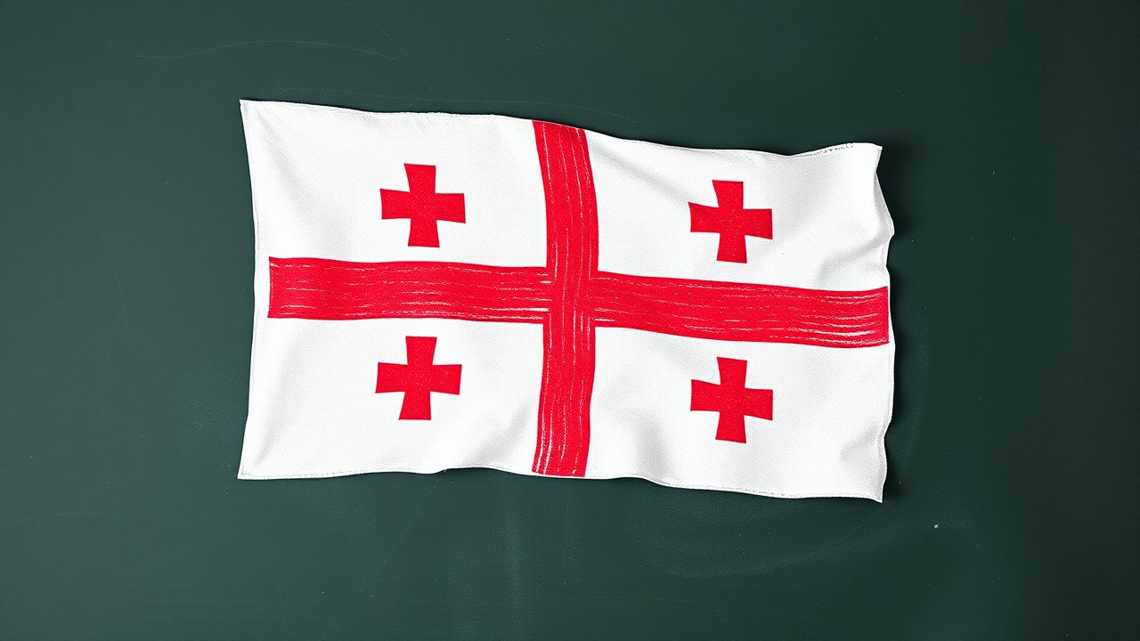 Flag of Georgia 🇬🇪 in chalk on blackboard style