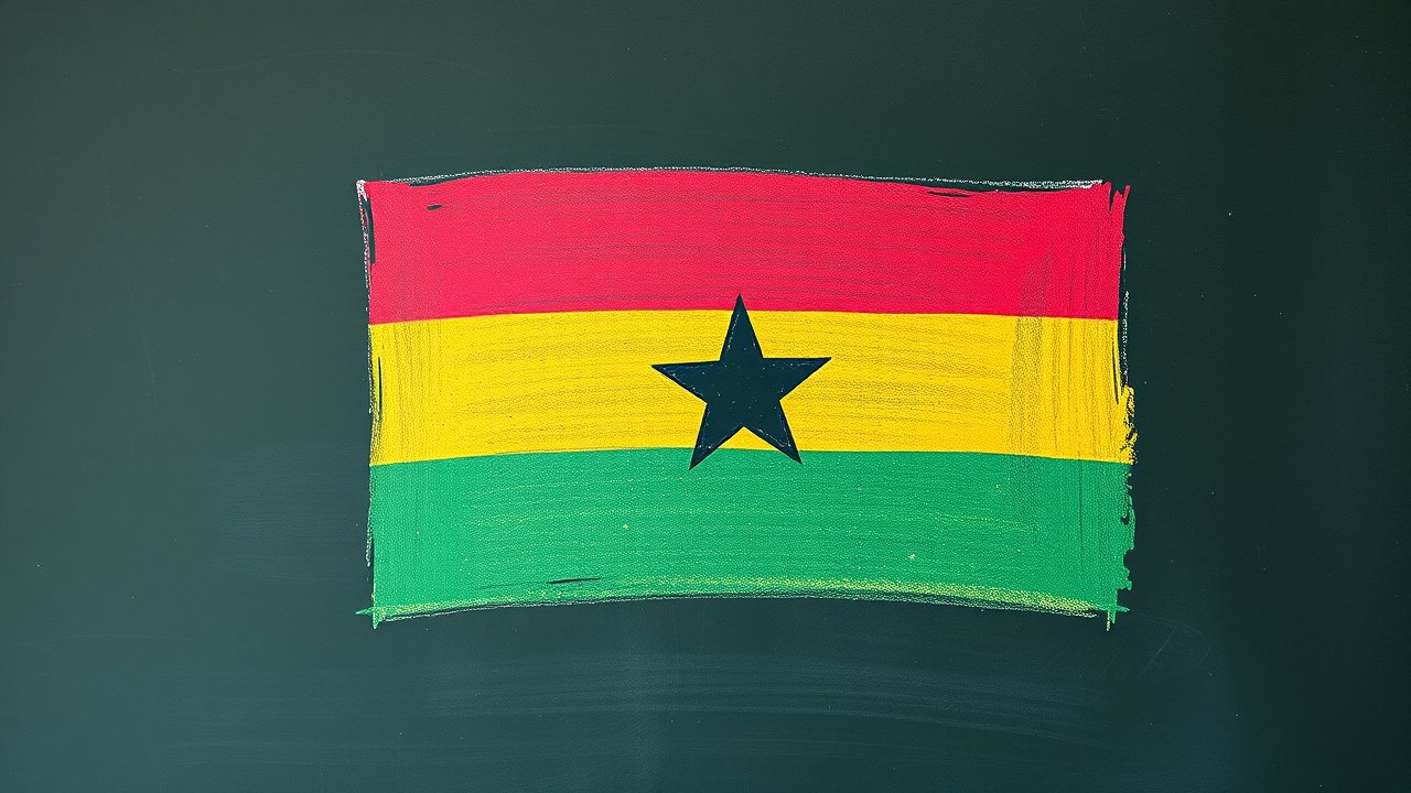 Flag of Ghana 🇬🇭 in chalk on blackboard style