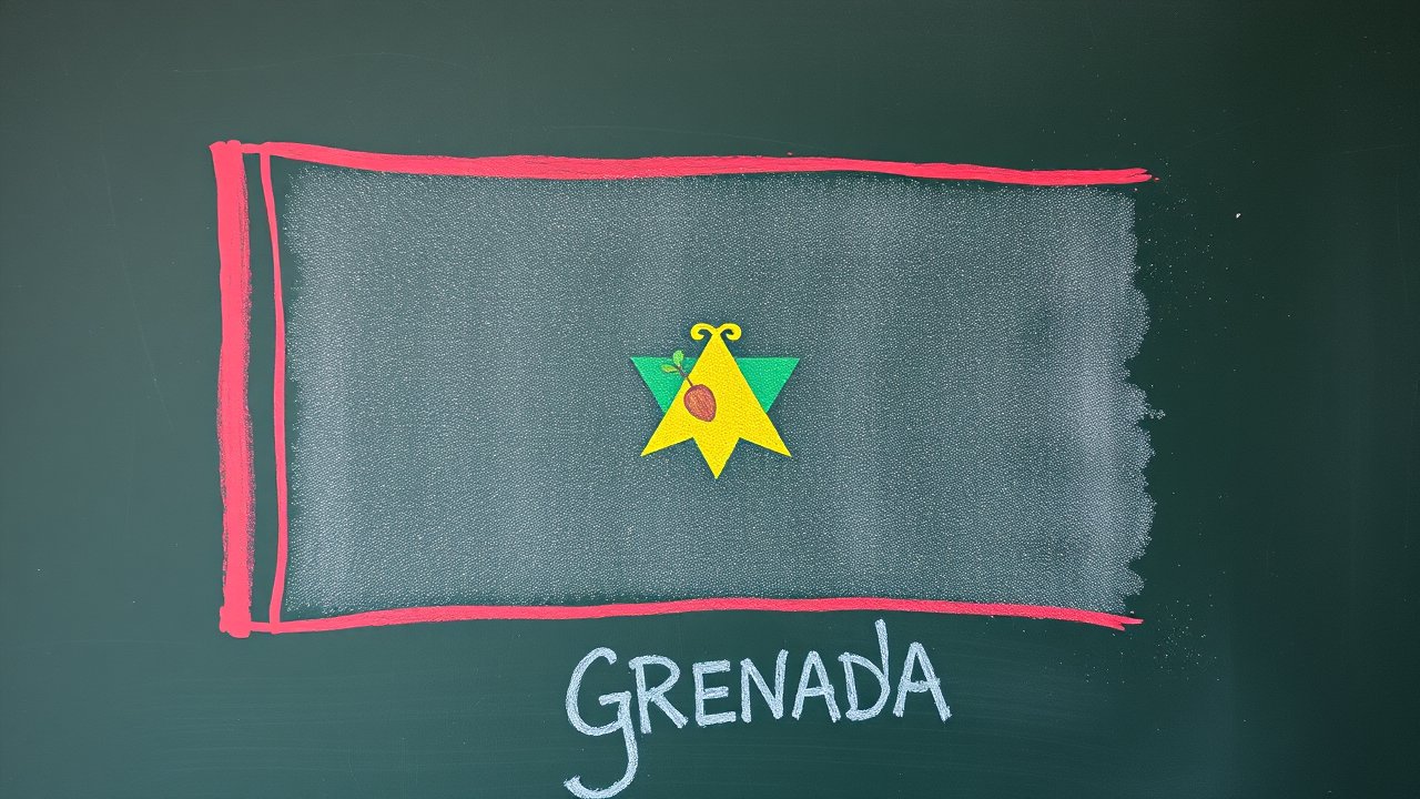 Flag of Grenada 🇬🇩 in chalk on blackboard style