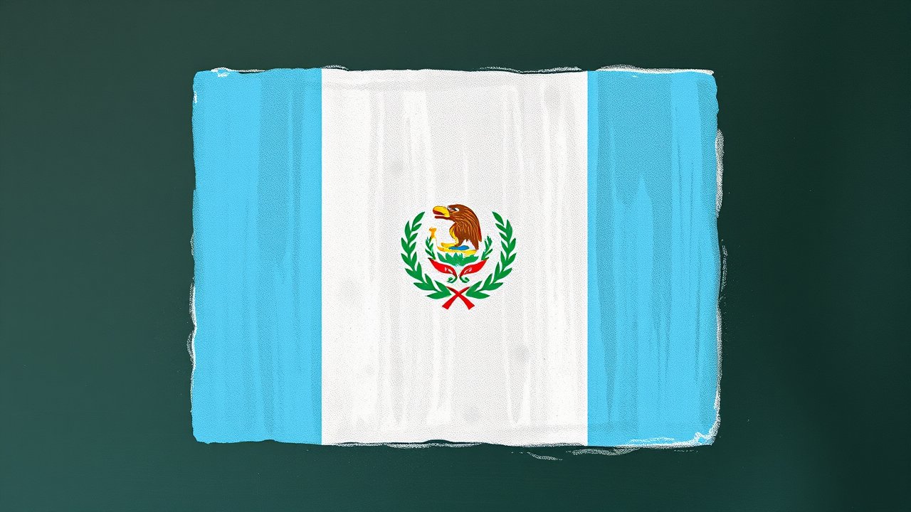 Flag of Guatemala 🇬🇹 in chalk on blackboard style