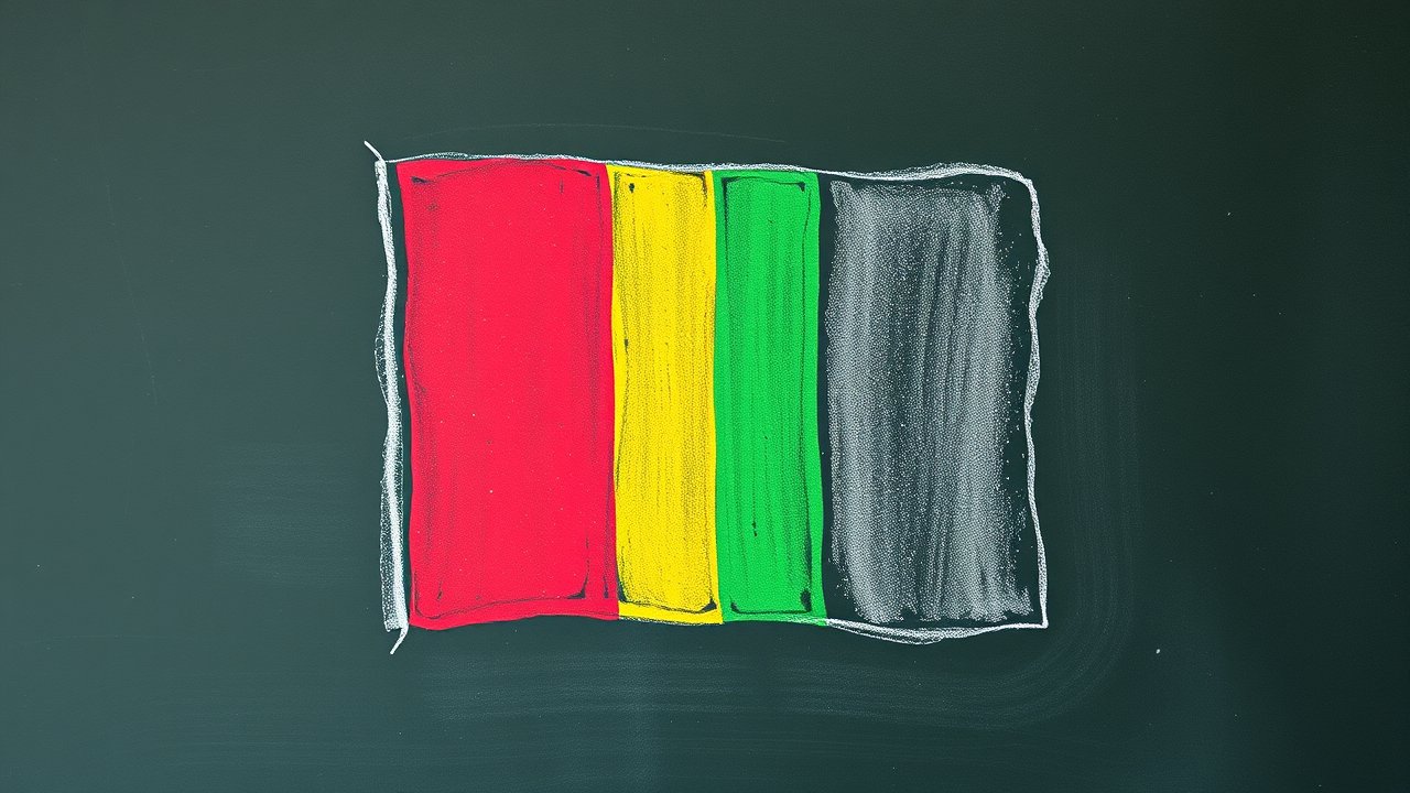 Flag of Guinea 🇬🇳 in chalk on blackboard style