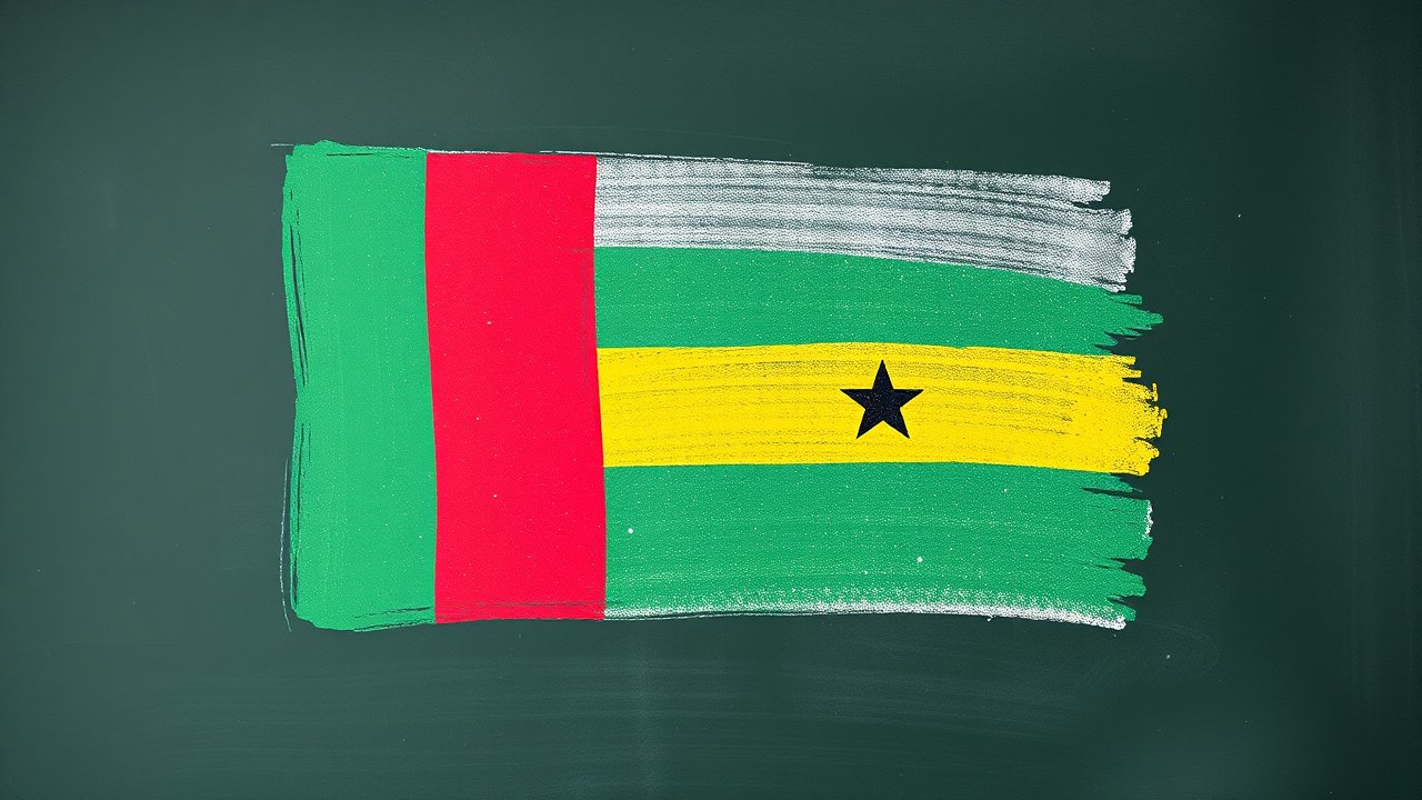 Flag of Guinea-Bissau 🇬🇼 in chalk on blackboard style