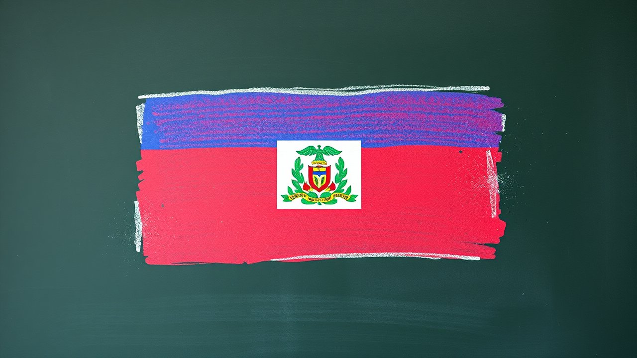 Flag of Haiti 🇭🇹 in chalk on blackboard style