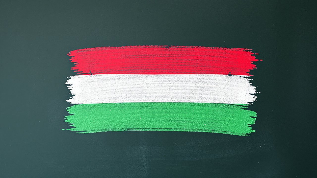 Flag of Hungary 🇭🇺 in chalk on blackboard style