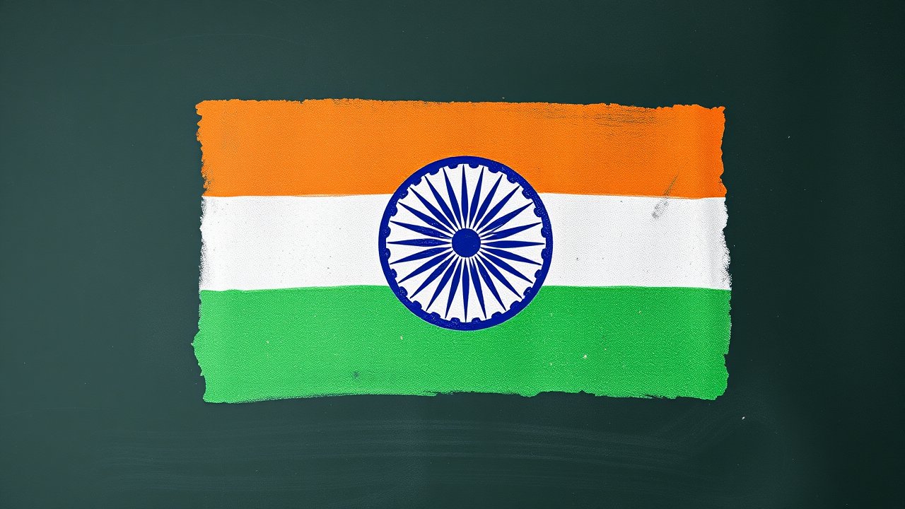Flag of India 🇮🇳 in chalk on blackboard style