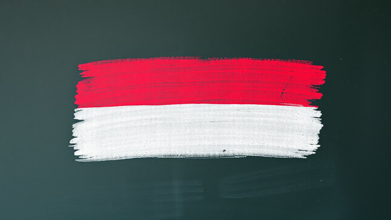 Flag of Indonesia 🇮🇩 in chalk on blackboard style