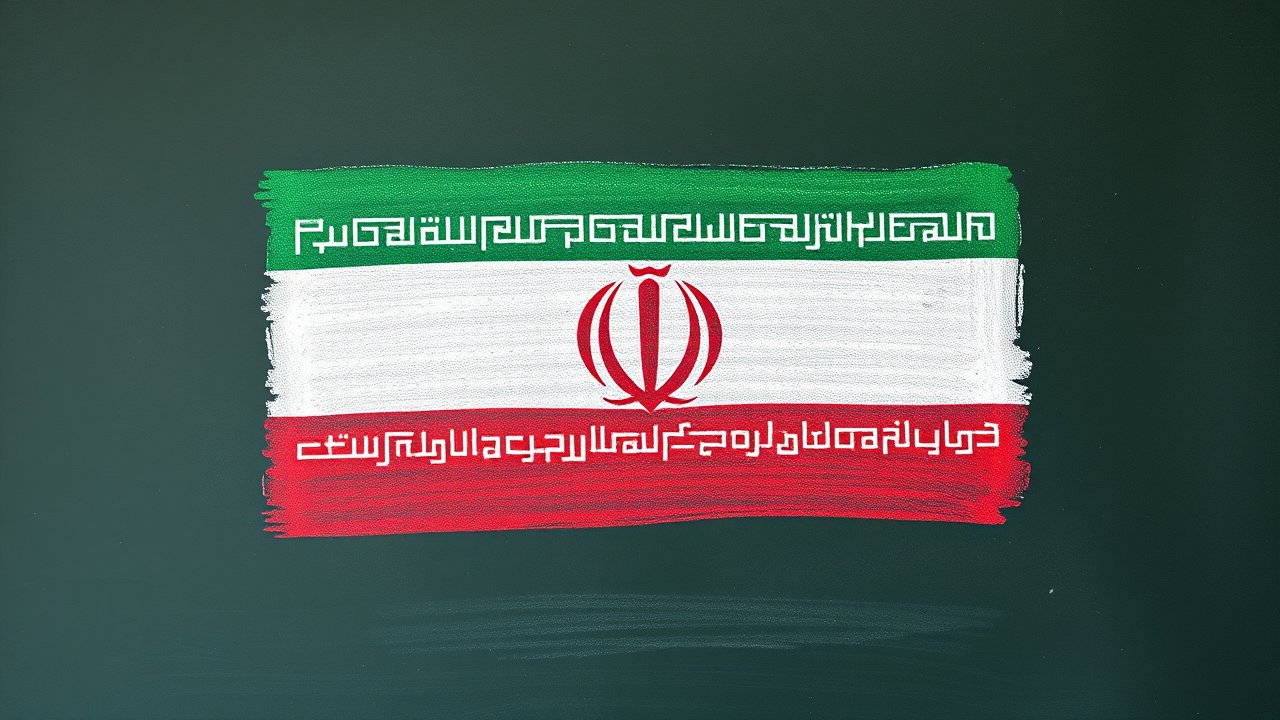 Flag of Iran 🇮🇷 in chalk on blackboard style