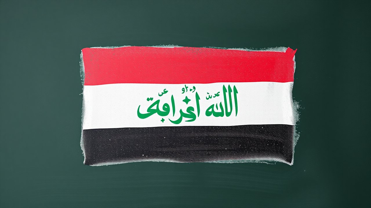 Flag of Iraq 🇮🇶 in chalk on blackboard style