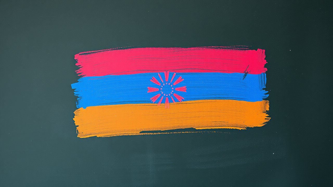 Flag of Armenia 🇦🇲 in chalk on blackboard style