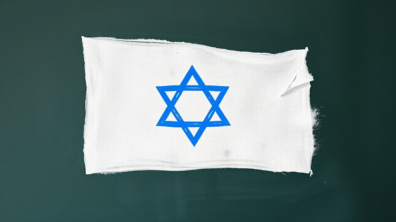 Flag of Israel 🇮🇱 in chalk on blackboard style