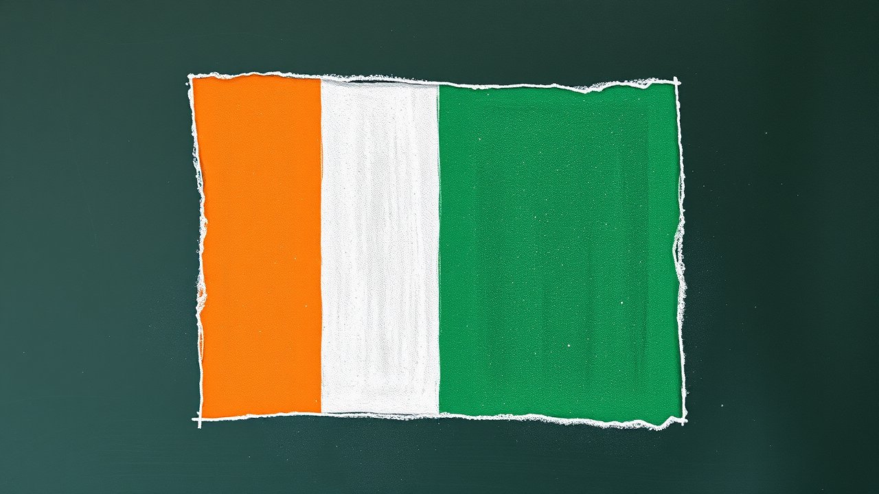 Flag of Côte d’Ivoire 🇨🇮 in chalk on blackboard style